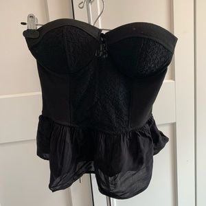 Black strapless boustier top